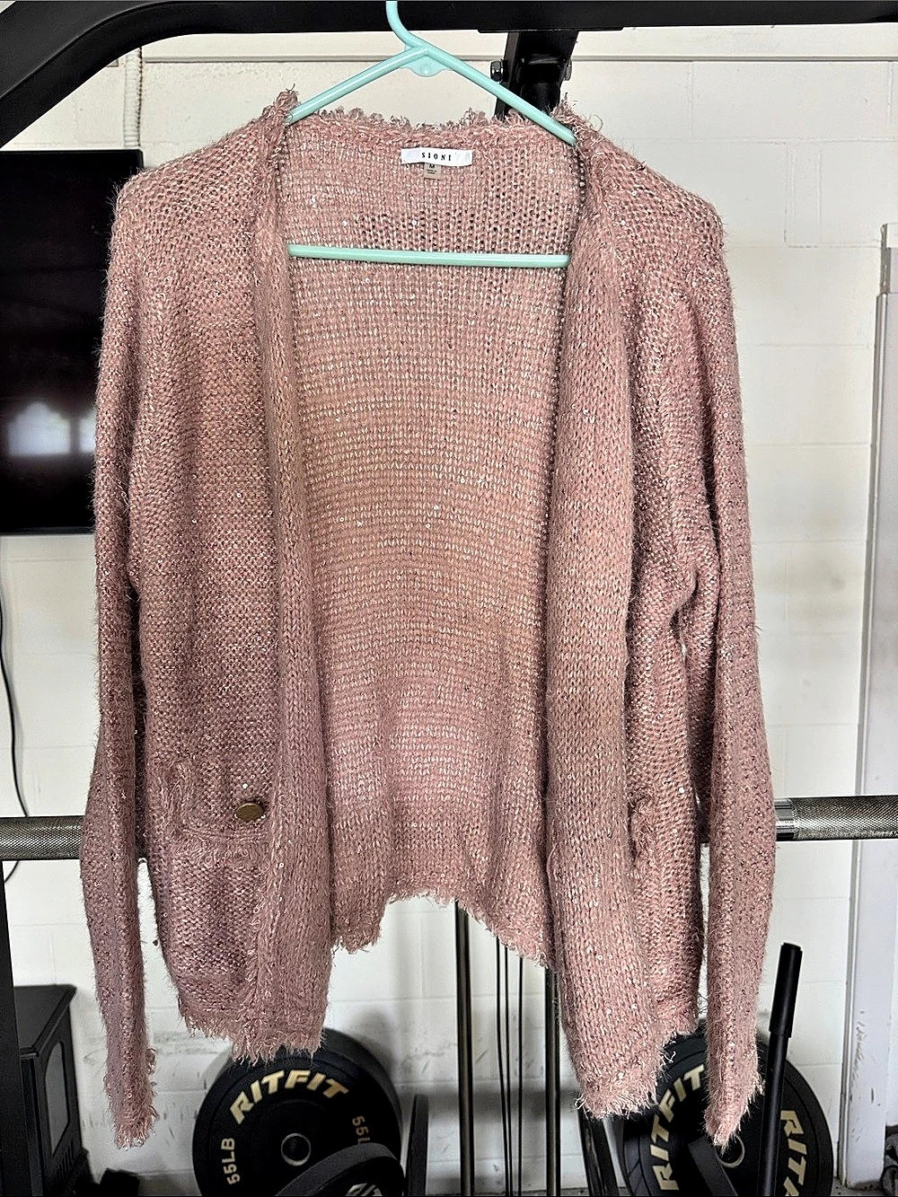 Sioni Pink Open-Front Cardigan